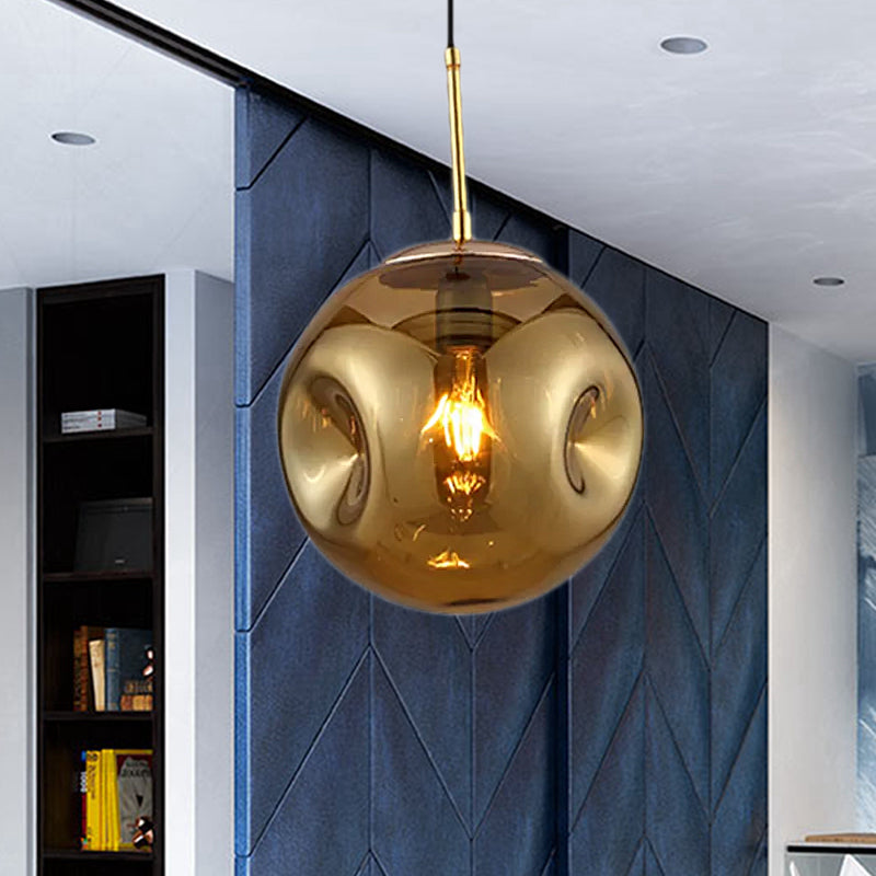 Modern Style 1 Bulb Pendant Light with Concave Glass Shade Silver/Red Global Hanging Light Fixture for Restaurant Clearhalo 'Ceiling Lights' 'Glass shade' 'Glass' 'Modern Pendants' 'Modern' 'Pendant Lights' 'Pendants' Lighting' 1434948