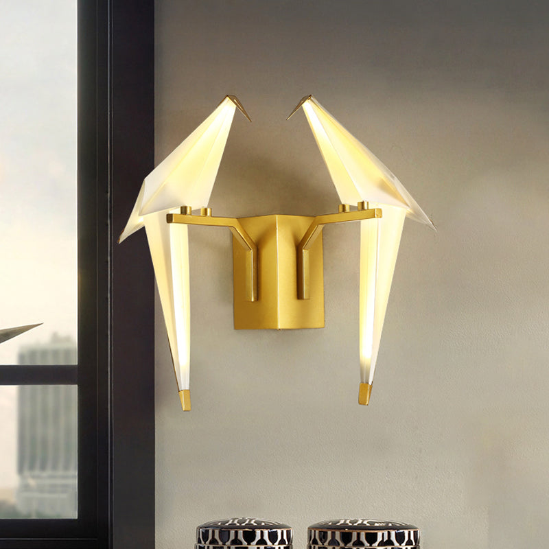 1/2-Light Dining Room Sconce Light Fixture with Birdie Plastic Shade Modernist White Wall Lamp in Warm/White Light 2.0 White Clearhalo 'Cast Iron' 'Glass' 'Industrial' 'Modern wall lights' 'Modern' 'Tiffany' 'Traditional wall lights' 'Wall Lamps & Sconces' 'Wall Lights' Lighting' 1435061