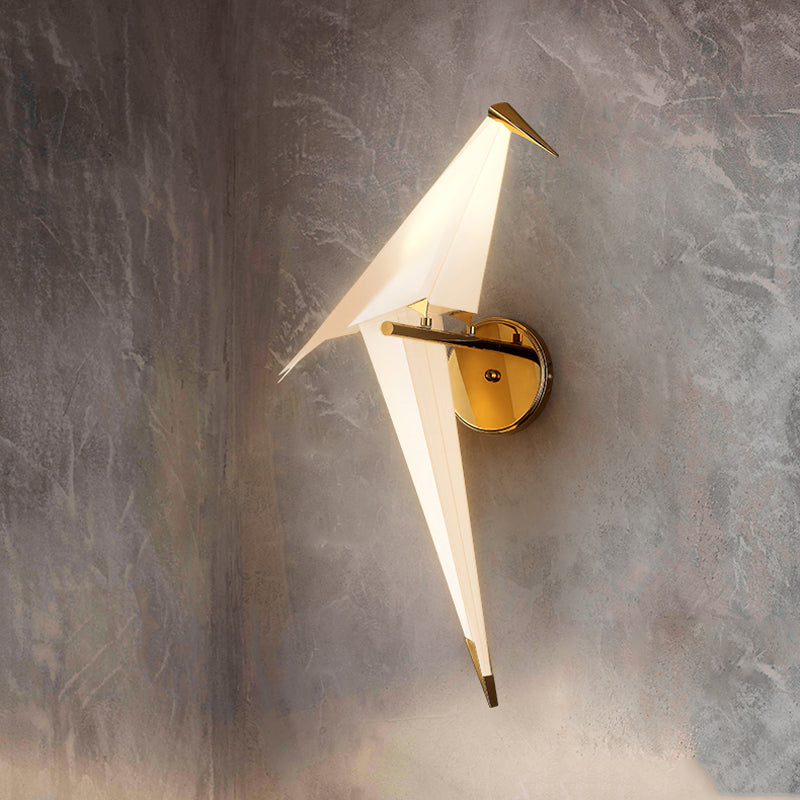 1/2-Light Dining Room Sconce Light Fixture with Birdie Plastic Shade Modernist White Wall Lamp in Warm/White Light 1.0 White Clearhalo 'Cast Iron' 'Glass' 'Industrial' 'Modern wall lights' 'Modern' 'Tiffany' 'Traditional wall lights' 'Wall Lamps & Sconces' 'Wall Lights' Lighting' 1435063