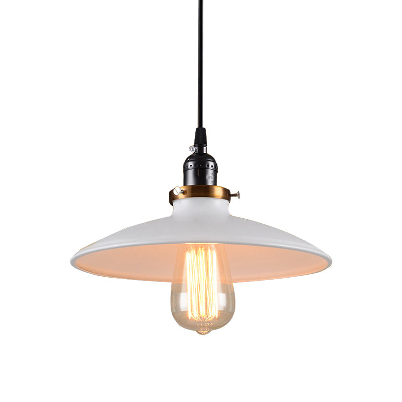 White 1 Light Ceiling Light Retro Loft Metal Saucer Shade Pendant Lighting for Restaurant, 8.5"/10" Diameter Clearhalo 'Art Deco Pendants' 'Cast Iron' 'Ceiling Lights' 'Ceramic' 'Crystal' 'Industrial Pendants' 'Industrial' 'Metal' 'Middle Century Pendants' 'Pendant Lights' 'Pendants' 'Tiffany' Lighting' 143548