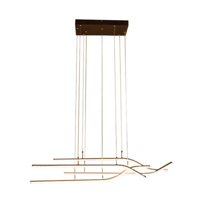 White/Brown Linear Chandelier Light Simplicity LED Acrylic Suspension Pendant in Warm/White Light Clearhalo 'Ceiling Lights' 'Chandeliers' 'Modern Chandeliers' 'Modern' Lighting' 143615