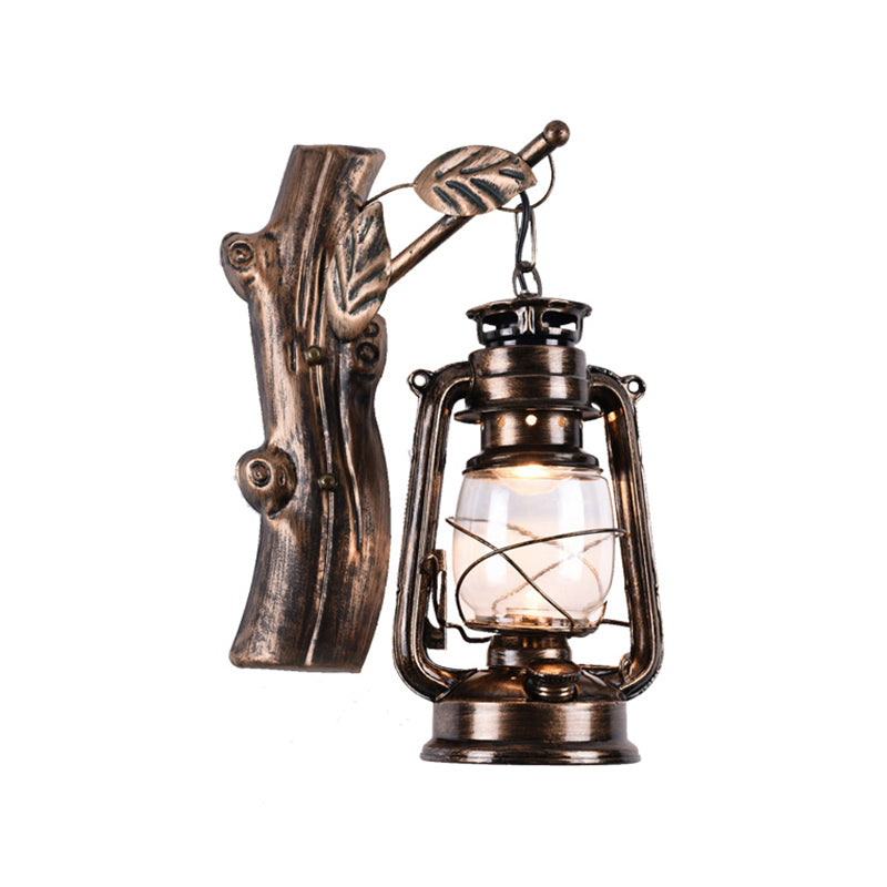 Antique Bronze Kerosene Wall Lighting Industrial Clear Glass 1 Light Living Room Sconce Light Fixture, 13"/14"/16" Clearhalo 'Art deco wall lights' 'Cast Iron' 'Glass' 'Industrial wall lights' 'Industrial' 'Middle century wall lights' 'Modern' 'Rustic wall lights' 'Tiffany' 'Traditional wall lights' 'Wall Lamps & Sconces' 'Wall Lights' Lighting' 143831