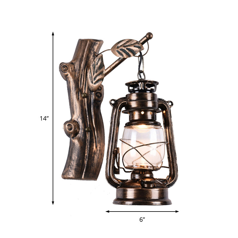 Antique Bronze Kerosene Wall Lighting Industrial Clear Glass 1 Light Living Room Sconce Light Fixture, 13"/14"/16" Clearhalo 'Art deco wall lights' 'Cast Iron' 'Glass' 'Industrial wall lights' 'Industrial' 'Middle century wall lights' 'Modern' 'Rustic wall lights' 'Tiffany' 'Traditional wall lights' 'Wall Lamps & Sconces' 'Wall Lights' Lighting' 143832