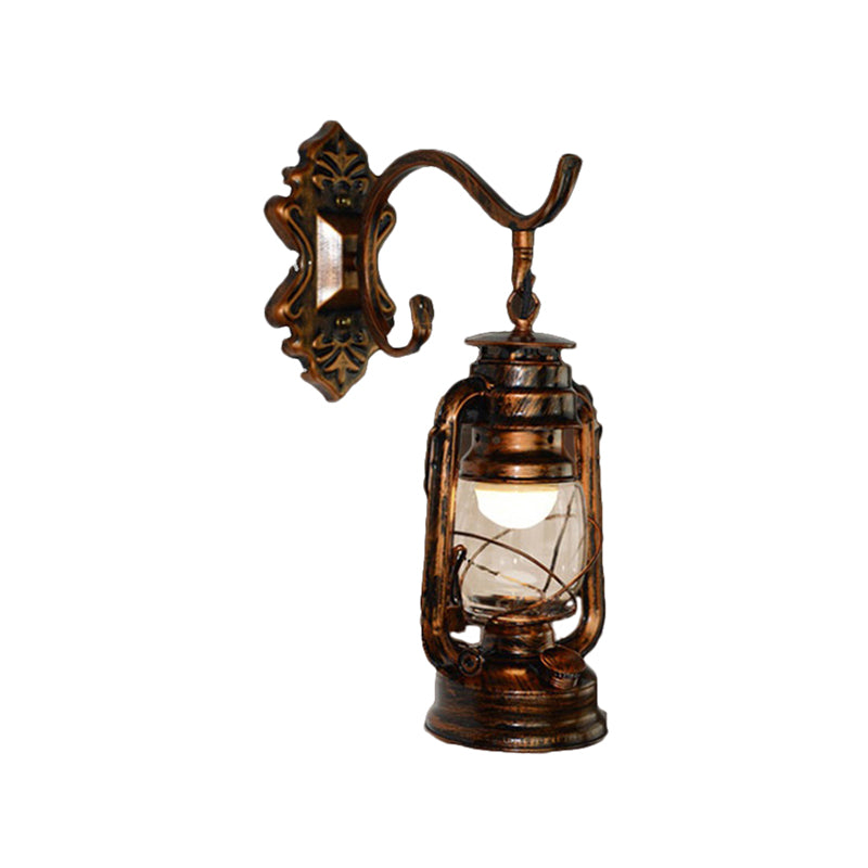 Antique Bronze Kerosene Wall Lighting Industrial Clear Glass 1 Light Living Room Sconce Light Fixture, 13"/14"/16" Clearhalo 'Art deco wall lights' 'Cast Iron' 'Glass' 'Industrial wall lights' 'Industrial' 'Middle century wall lights' 'Modern' 'Rustic wall lights' 'Tiffany' 'Traditional wall lights' 'Wall Lamps & Sconces' 'Wall Lights' Lighting' 143835