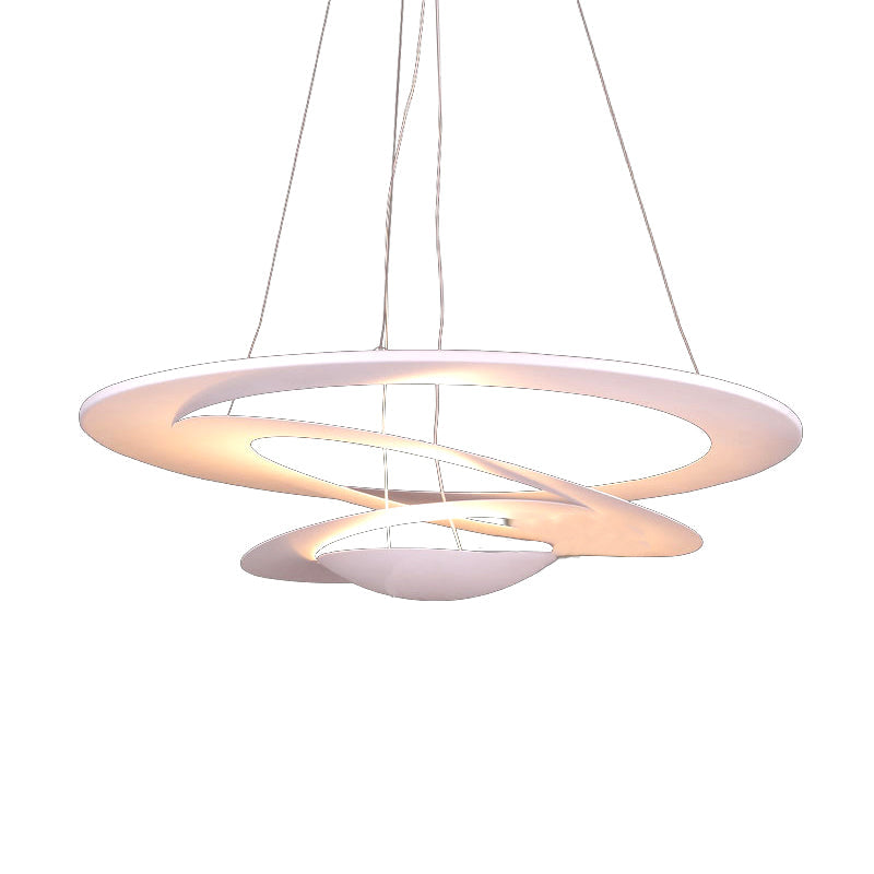 19.5/25.5"/31.5" Wide Spiral Ceiling Light Contemporary Metal White Chandelier Light for Living Room Clearhalo 'Ceiling Lights' 'Chandeliers' 'Modern Chandeliers' 'Modern' Lighting' 143853