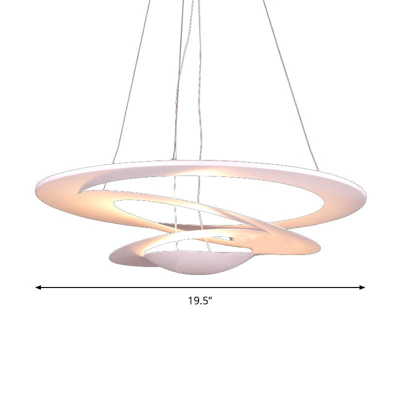 19.5/25.5"/31.5" Wide Spiral Ceiling Light Contemporary Metal White Chandelier Light for Living Room Clearhalo 'Ceiling Lights' 'Chandeliers' 'Modern Chandeliers' 'Modern' Lighting' 143854