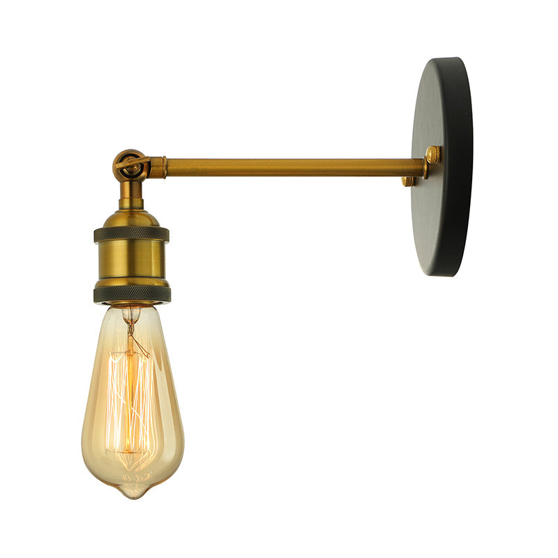 Black/Brass Finish 1 Head Wall Lamp Industrial Metal Mini Sconce Lighting with Bare Bulb for Bedroom Clearhalo 'Art deco wall lights' 'Cast Iron' 'Glass' 'Industrial wall lights' 'Industrial' 'Middle century wall lights' 'Modern' 'Rustic wall lights' 'Tiffany' 'Traditional wall lights' 'Wall Lamps & Sconces' 'Wall Lights' Lighting' 143927
