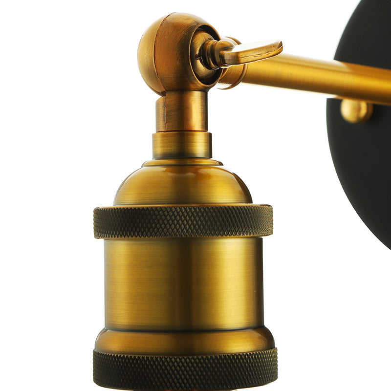 Black/Brass Finish 1 Head Wall Lamp Industrial Metal Mini Sconce Lighting with Bare Bulb for Bedroom Clearhalo 'Art deco wall lights' 'Cast Iron' 'Glass' 'Industrial wall lights' 'Industrial' 'Middle century wall lights' 'Modern' 'Rustic wall lights' 'Tiffany' 'Traditional wall lights' 'Wall Lamps & Sconces' 'Wall Lights' Lighting' 143930