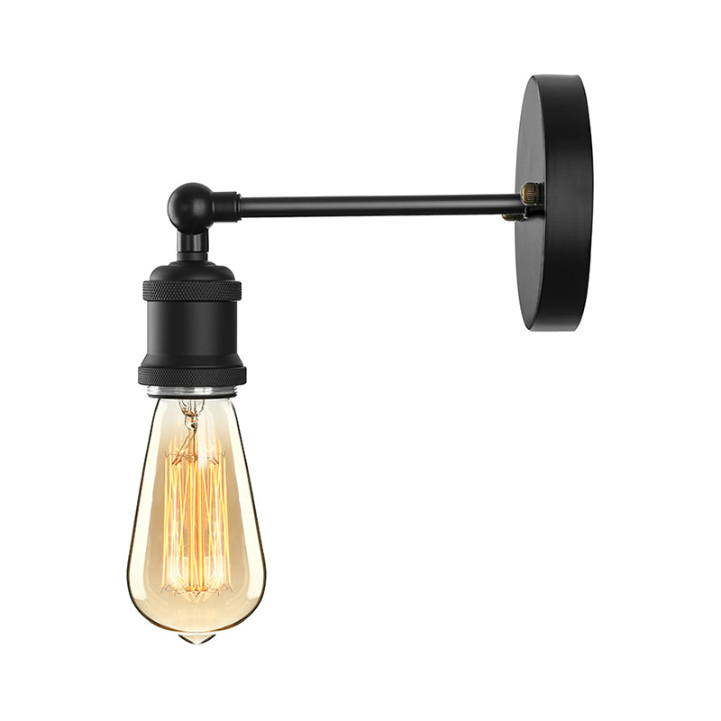 Black/Brass Finish 1 Head Wall Lamp Industrial Metal Mini Sconce Lighting with Bare Bulb for Bedroom Clearhalo 'Art deco wall lights' 'Cast Iron' 'Glass' 'Industrial wall lights' 'Industrial' 'Middle century wall lights' 'Modern' 'Rustic wall lights' 'Tiffany' 'Traditional wall lights' 'Wall Lamps & Sconces' 'Wall Lights' Lighting' 143936