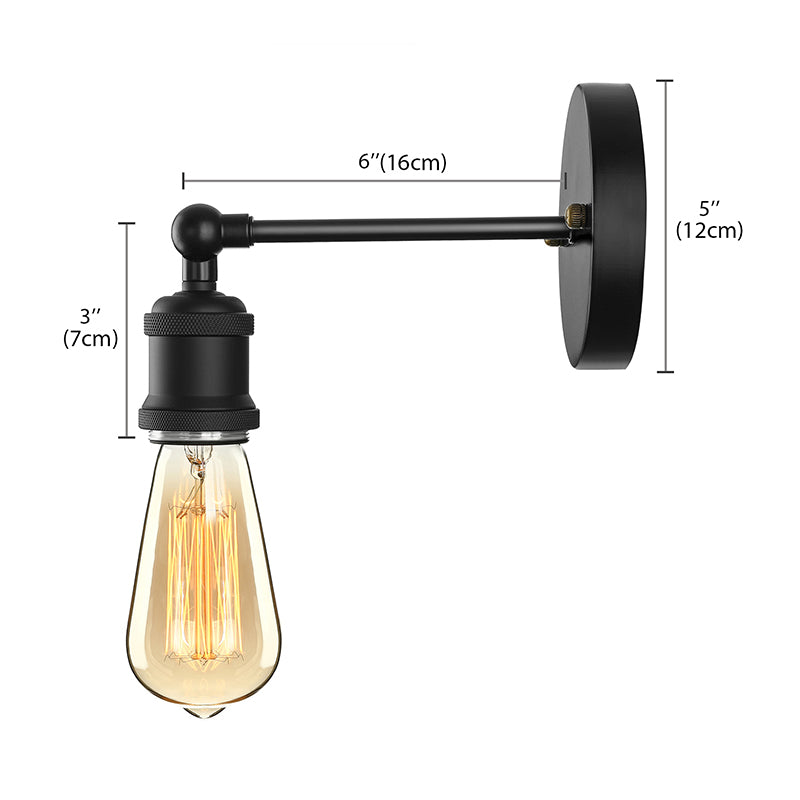 Black/Brass Finish 1 Head Wall Lamp Industrial Metal Mini Sconce Lighting with Bare Bulb for Bedroom Clearhalo 'Art deco wall lights' 'Cast Iron' 'Glass' 'Industrial wall lights' 'Industrial' 'Middle century wall lights' 'Modern' 'Rustic wall lights' 'Tiffany' 'Traditional wall lights' 'Wall Lamps & Sconces' 'Wall Lights' Lighting' 143937