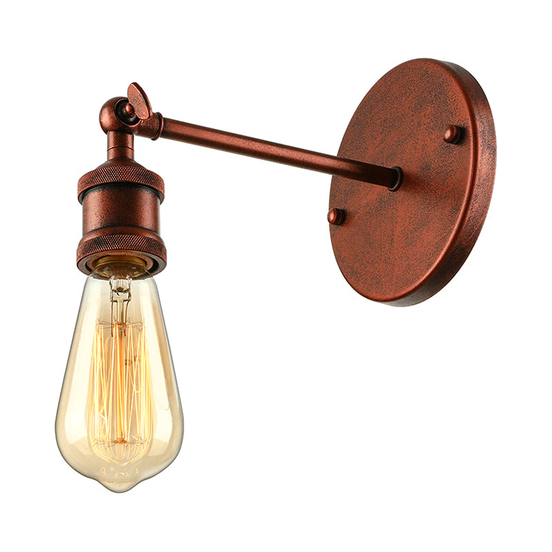 Black/Brass Finish 1 Head Wall Lamp Industrial Metal Mini Sconce Lighting with Bare Bulb for Bedroom Clearhalo 'Art deco wall lights' 'Cast Iron' 'Glass' 'Industrial wall lights' 'Industrial' 'Middle century wall lights' 'Modern' 'Rustic wall lights' 'Tiffany' 'Traditional wall lights' 'Wall Lamps & Sconces' 'Wall Lights' Lighting' 143944