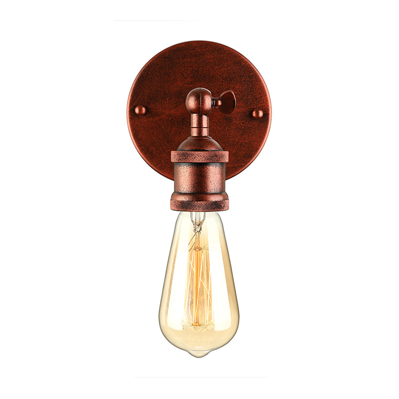 Black/Brass Finish 1 Head Wall Lamp Industrial Metal Mini Sconce Lighting with Bare Bulb for Bedroom Clearhalo 'Art deco wall lights' 'Cast Iron' 'Glass' 'Industrial wall lights' 'Industrial' 'Middle century wall lights' 'Modern' 'Rustic wall lights' 'Tiffany' 'Traditional wall lights' 'Wall Lamps & Sconces' 'Wall Lights' Lighting' 143945