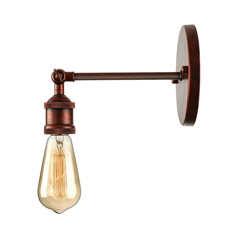 Black/Brass Finish 1 Head Wall Lamp Industrial Metal Mini Sconce Lighting with Bare Bulb for Bedroom Clearhalo 'Art deco wall lights' 'Cast Iron' 'Glass' 'Industrial wall lights' 'Industrial' 'Middle century wall lights' 'Modern' 'Rustic wall lights' 'Tiffany' 'Traditional wall lights' 'Wall Lamps & Sconces' 'Wall Lights' Lighting' 143947