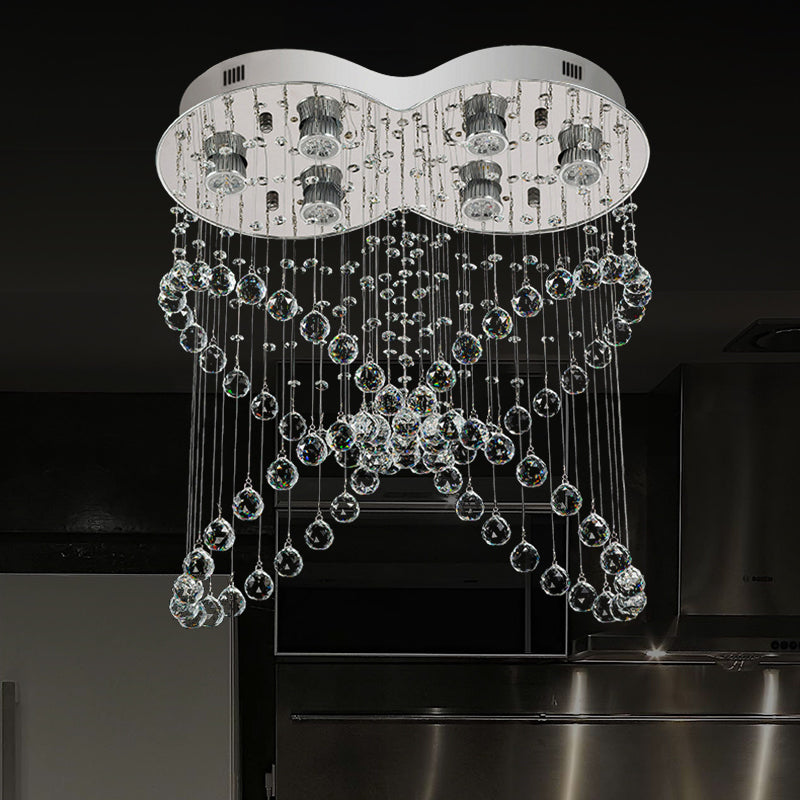 4-Ring Crystal Ball Flush Mount Light Butterfly Shape Modern Flush Mount Pendant Clearhalo 'Ceiling Lights' 'Close To Ceiling Lights' 'Close to ceiling' 'Flush mount' Lighting' 1439991