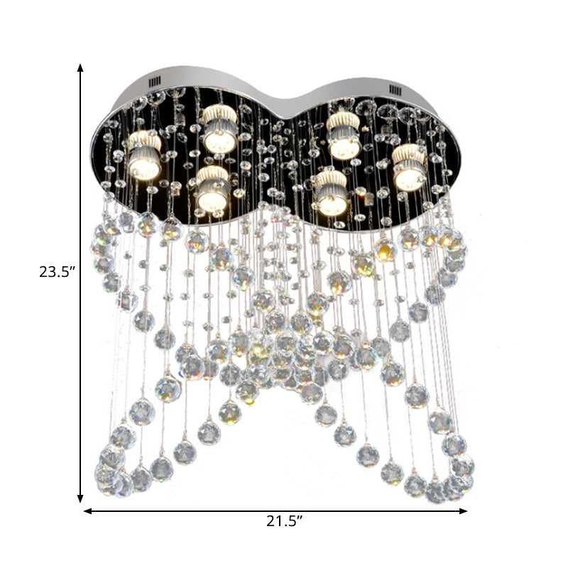 4-Ring Crystal Ball Flush Mount Light Butterfly Shape Modern Flush Mount Pendant Clearhalo 'Ceiling Lights' 'Close To Ceiling Lights' 'Close to ceiling' 'Flush mount' Lighting' 1439994