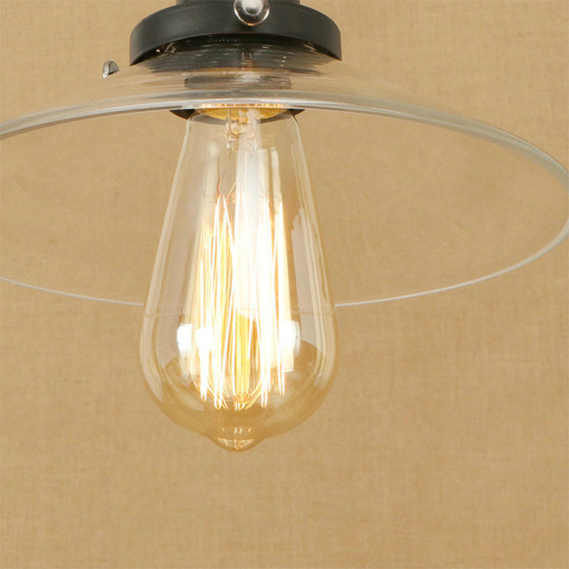 1 Light Clear Glass Pendant Lamp Industrial Black/Rust/Copper Cone Living Room Hanging Light Fixture Clearhalo 'Ceiling Lights' 'Glass shade' 'Glass' 'Industrial Pendants' 'Industrial' 'Middle Century Pendants' 'Pendant Lights' 'Pendants' 'Tiffany' Lighting' 144005