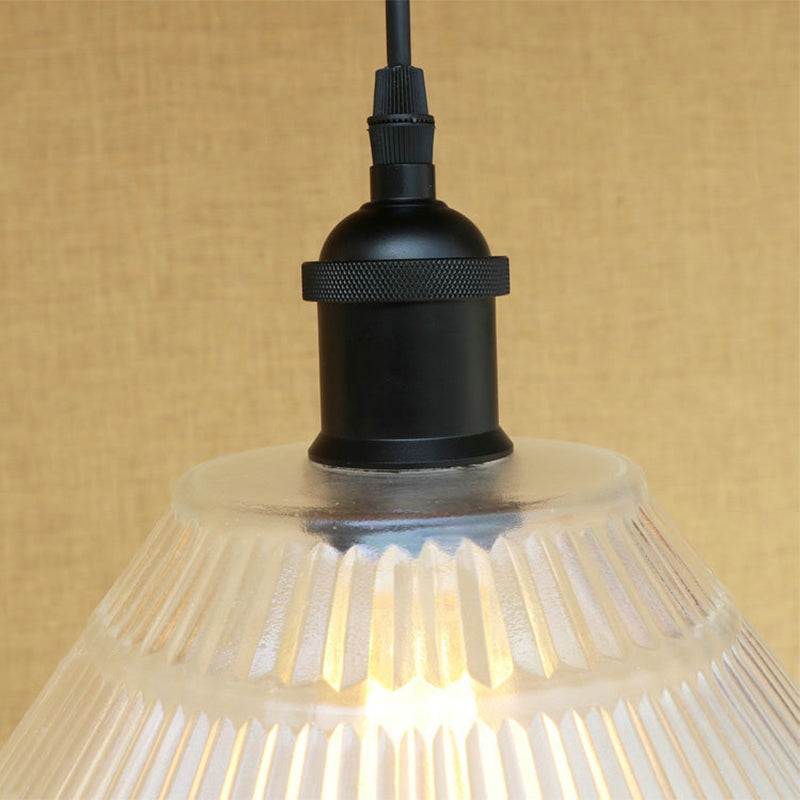 Black Cone Pendant Ceiling Light Modern Prismatic Glass 1 Light Living Room Hanging Lamp for Living Room Clearhalo 'Ceiling Lights' 'Glass shade' 'Glass' 'Industrial Pendants' 'Industrial' 'Middle Century Pendants' 'Pendant Lights' 'Pendants' 'Tiffany' Lighting' 144032