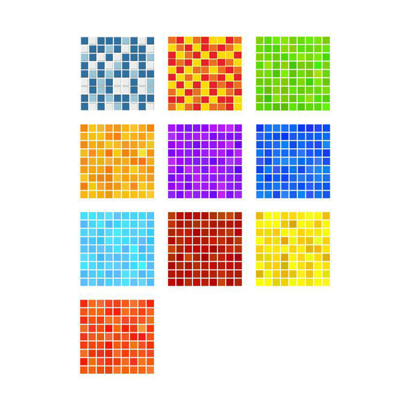 PVC Multicolored Wallpaper Panels Modern Faux Mosaic Tile Adhesive Wall Art, 8' L x 8