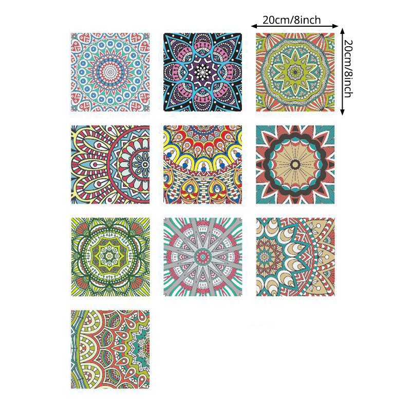 Boho Chic Mandala Wallpaper Panel Red-Blue-Green Pick Up Sticks Wall Decor for Bedroom Clearhalo 'Wall Decor' 'Wallpaper' 1440475