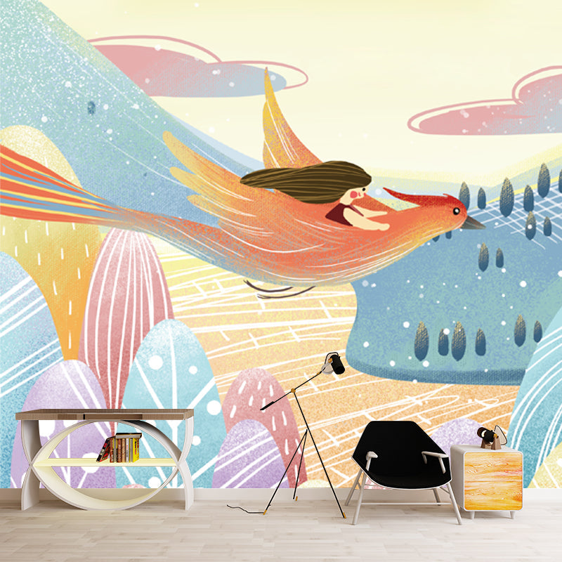 Girls Trip with Phoenix Mural Childrens Art Moisture Resistant Bedroom Wall Decor, Optional Size Clearhalo 'Wall Decor' 'Wall Mural' 1440497