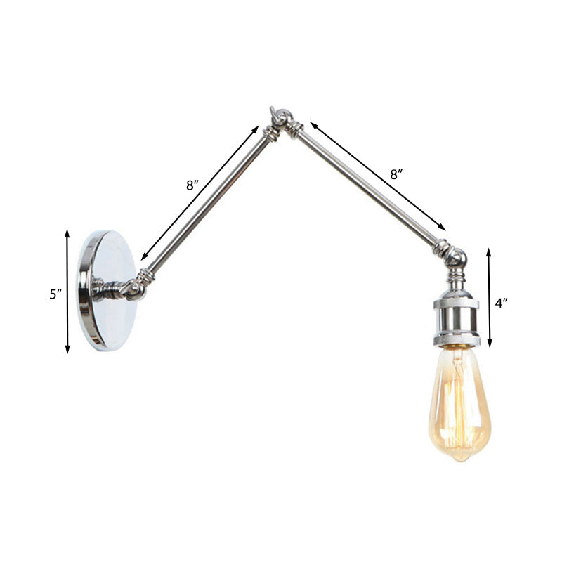 1 Light Swing Arm Sconce Light Industrial Black/Brass Metal Wall Lighting Fixture for Bathroom Clearhalo 'Art deco wall lights' 'Cast Iron' 'Glass' 'Industrial wall lights' 'Industrial' 'Middle century wall lights' 'Modern' 'Rustic wall lights' 'Tiffany' 'Traditional wall lights' 'Wall Lamps & Sconces' 'Wall Lights' Lighting' 144187