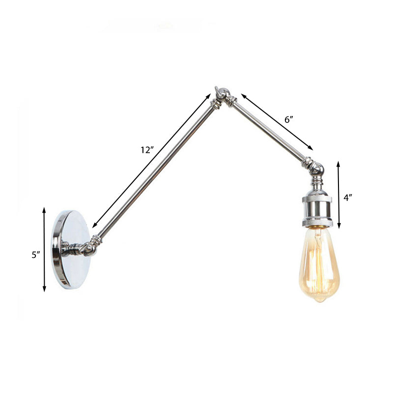 1 Light Swing Arm Sconce Light Industrial Black/Brass Metal Wall Lighting Fixture for Bathroom Clearhalo 'Art deco wall lights' 'Cast Iron' 'Glass' 'Industrial wall lights' 'Industrial' 'Middle century wall lights' 'Modern' 'Rustic wall lights' 'Tiffany' 'Traditional wall lights' 'Wall Lamps & Sconces' 'Wall Lights' Lighting' 144188
