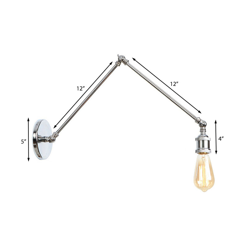 1 Light Swing Arm Sconce Light Industrial Black/Brass Metal Wall Lighting Fixture for Bathroom Clearhalo 'Art deco wall lights' 'Cast Iron' 'Glass' 'Industrial wall lights' 'Industrial' 'Middle century wall lights' 'Modern' 'Rustic wall lights' 'Tiffany' 'Traditional wall lights' 'Wall Lamps & Sconces' 'Wall Lights' Lighting' 144189