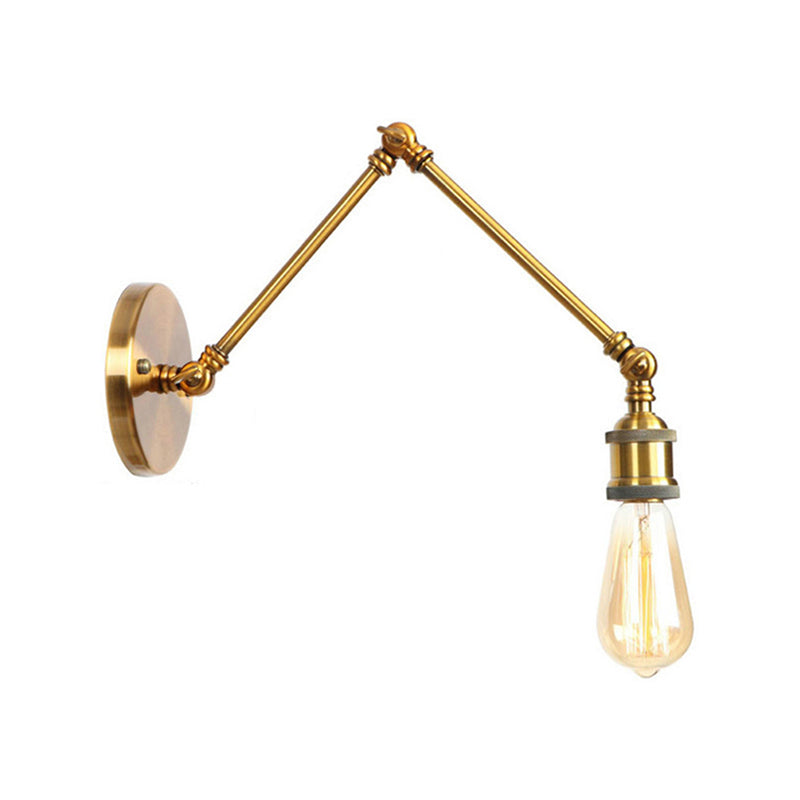1 Light Swing Arm Sconce Light Industrial Black/Brass Metal Wall Lighting Fixture for Bathroom Clearhalo 'Art deco wall lights' 'Cast Iron' 'Glass' 'Industrial wall lights' 'Industrial' 'Middle century wall lights' 'Modern' 'Rustic wall lights' 'Tiffany' 'Traditional wall lights' 'Wall Lamps & Sconces' 'Wall Lights' Lighting' 144193