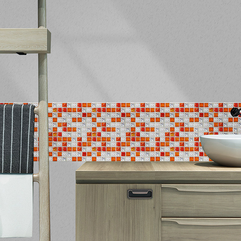 Bright Mosaic Tile Look Wallpaper Panels for Kitchen Construction Wall Covering, 6.1-sq ft, Adhesive Clearhalo 'Wall Decor' 'Wallpaper' 1442749