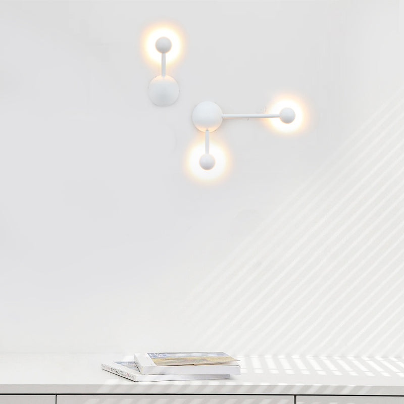1/2 Lights Bedroom Wall Sconce with Molecular Acrylic Shade White Reading Wall Lamp in Warm/White Light Clearhalo 'Modern wall lights' 'Modern' 'Wall Lamps & Sconces' 'Wall Lights' Lighting' 144319