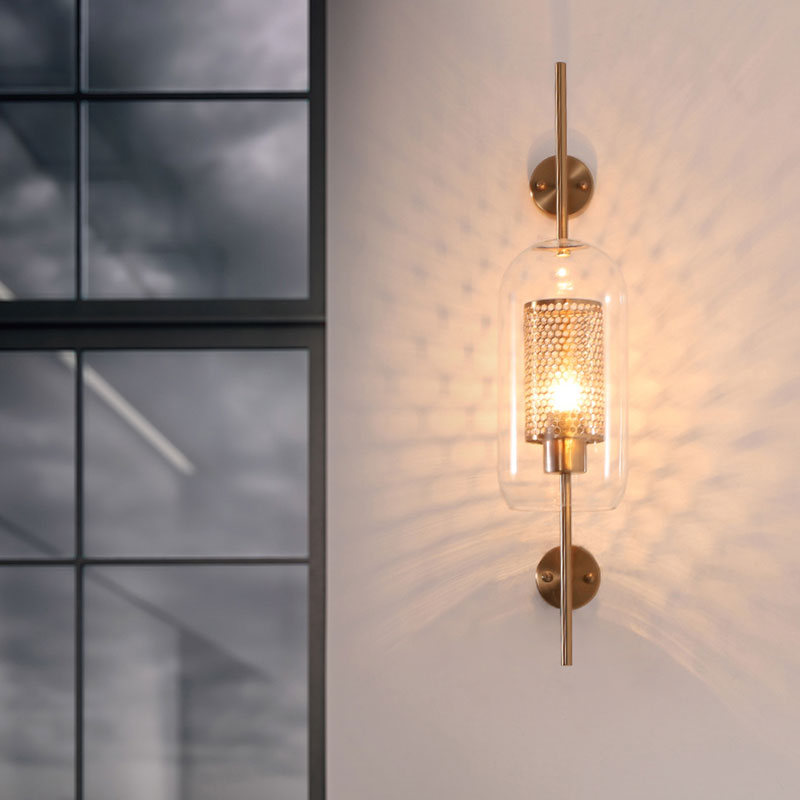 Silver/Gold Cylindrical Wall Sconce Industrial 1 Light Smoke Glass Wall Mount Light Fixture, 5"/6" Wide Gold Clearhalo 'Cast Iron' 'Glass' 'Industrial' 'Modern wall lights' 'Modern' 'Tiffany' 'Traditional wall lights' 'Wall Lamps & Sconces' 'Wall Lights' Lighting' 144503