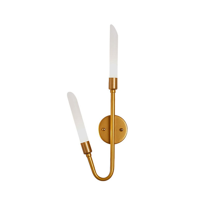 Black/Gold Finish Tube Wall Light 2 Head Post Modern Frosted Glass Wall Lamp for Living Room Clearhalo 'Cast Iron' 'Glass' 'Industrial' 'Modern wall lights' 'Modern' 'Tiffany' 'Traditional wall lights' 'Wall Lamps & Sconces' 'Wall Lights' Lighting' 144514