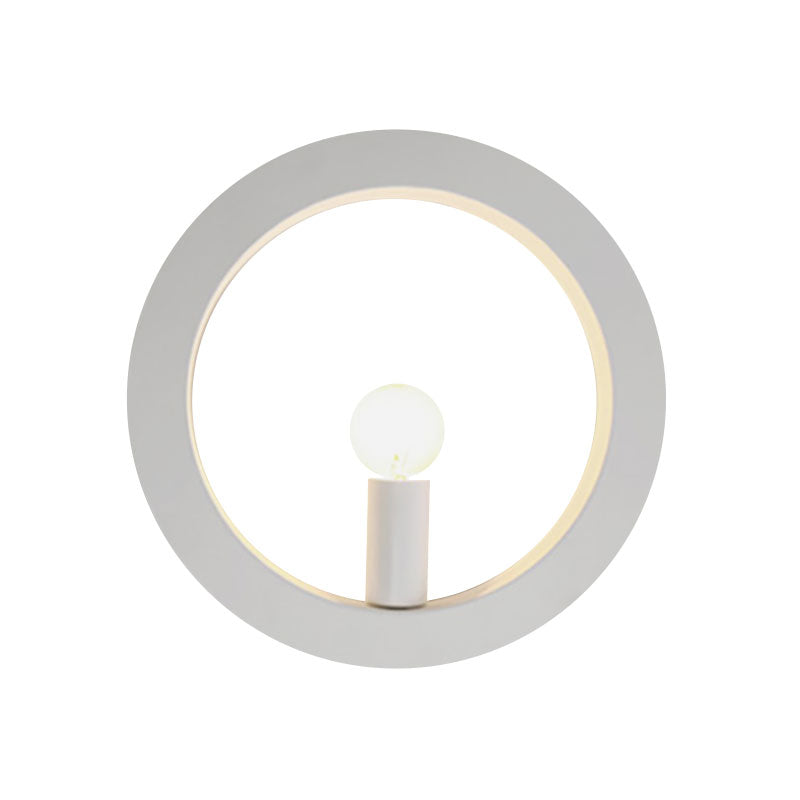 Black/White Circle Wall Light Fixture 1 Light Simple Metallic Wall Lamp for Bedroom Hallway Clearhalo 'Cast Iron' 'Glass' 'Industrial' 'Modern wall lights' 'Modern' 'Tiffany' 'Traditional wall lights' 'Wall Lamps & Sconces' 'Wall Lights' Lighting' 144682