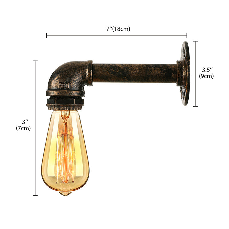 Wrought Iron Bronze Wall Mount Light with Water Pipe 1 Light Industrial Mini Sconce Lighting Clearhalo 'Art deco wall lights' 'Cast Iron' 'Glass' 'Industrial wall lights' 'Industrial' 'Middle century wall lights' 'Modern' 'Rustic wall lights' 'Tiffany' 'Traditional wall lights' 'Wall Lamps & Sconces' 'Wall Lights' Lighting' 144712
