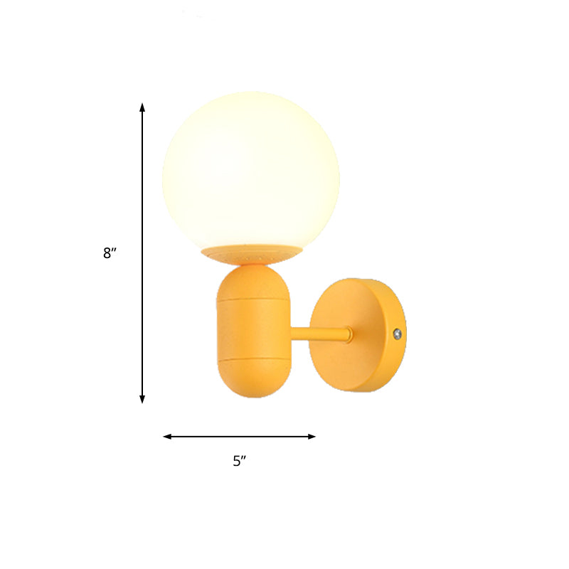 1 Light Orb Shade Wall Light with Capsule Macaron Loft Metallic Wall Lamp for Balcony Kitchen Clearhalo 'Cast Iron' 'Glass' 'Industrial' 'Modern wall lights' 'Modern' 'Tiffany' 'Traditional wall lights' 'Wall Lamps & Sconces' 'Wall Lights' Lighting' 144969
