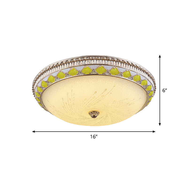 Frosted Glass Round Ceiling Flush Farmhouse Drawing Room LED Flush Mount Lighting in Gold, 12"/16"/19.5" Width Clearhalo 'Ceiling Lights' 'Close To Ceiling Lights' 'Close to ceiling' 'Flush mount' Lighting' 1450759