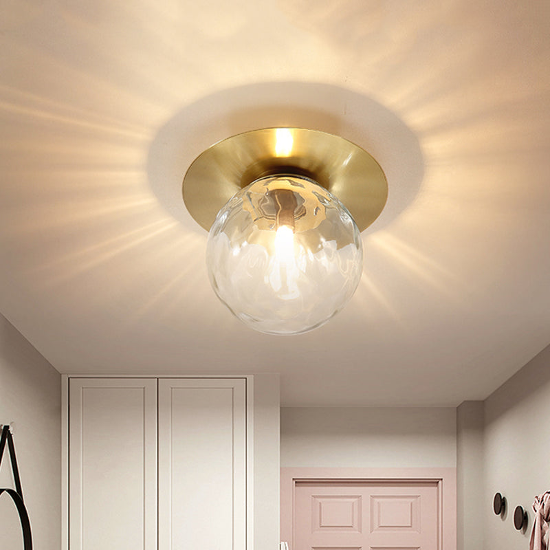 Mini LED Flush Light Simplicity Foyer Ceiling Flush Mount with Ball Clear Glass Shade in Gold Clearhalo 'Ceiling Lights' 'Close To Ceiling Lights' 'Close to ceiling' 'Flush mount' Lighting' 1450955