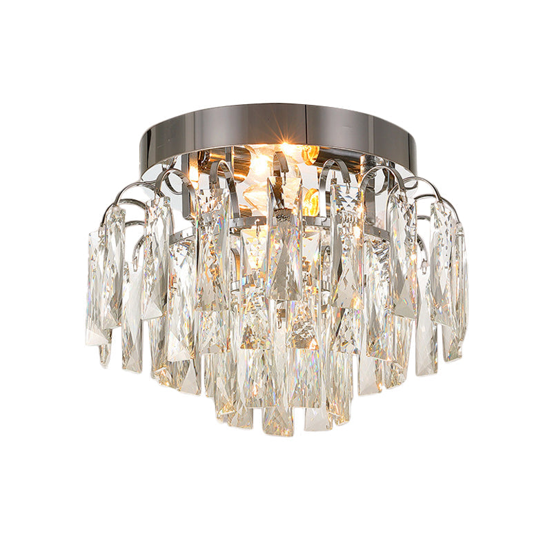 Layered Crystal Rectangles Flushmount Modern Style 2-Bulb Corridor Ceiling Lighting in Nickel/Gold Clearhalo 'Ceiling Lights' 'Close To Ceiling Lights' 'Close to ceiling' 'Flush mount' Lighting' 1451017