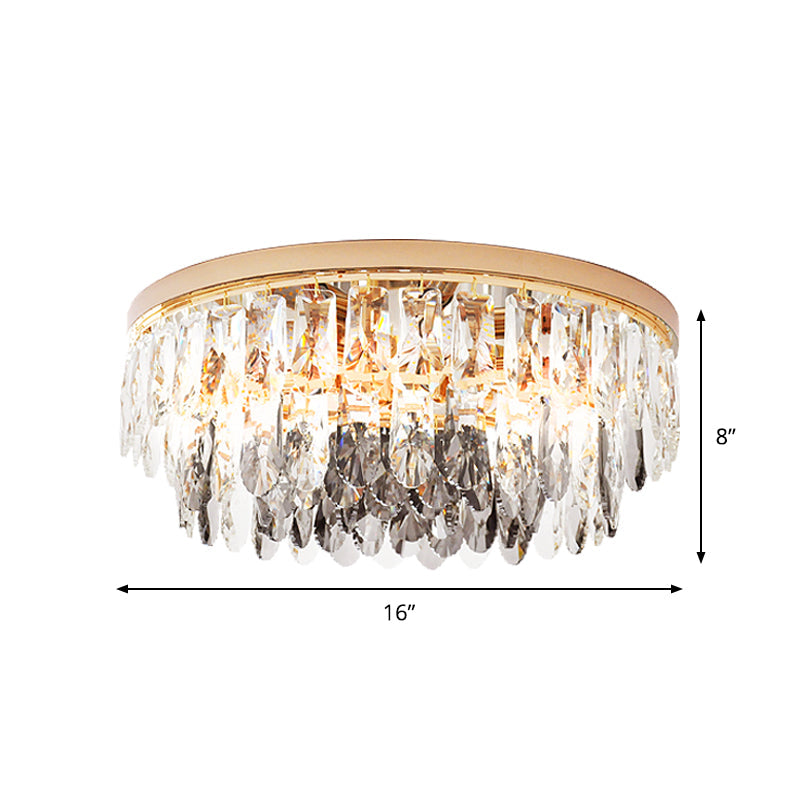 Clear Crystal Drum Flush Light Contemporary 3/4-Light Hotel Flush Mount Ceiling Fixture, 11"/16" Width Clearhalo 'Ceiling Lights' 'Close To Ceiling Lights' 'Close to ceiling' 'Flush mount' Lighting' 1451028