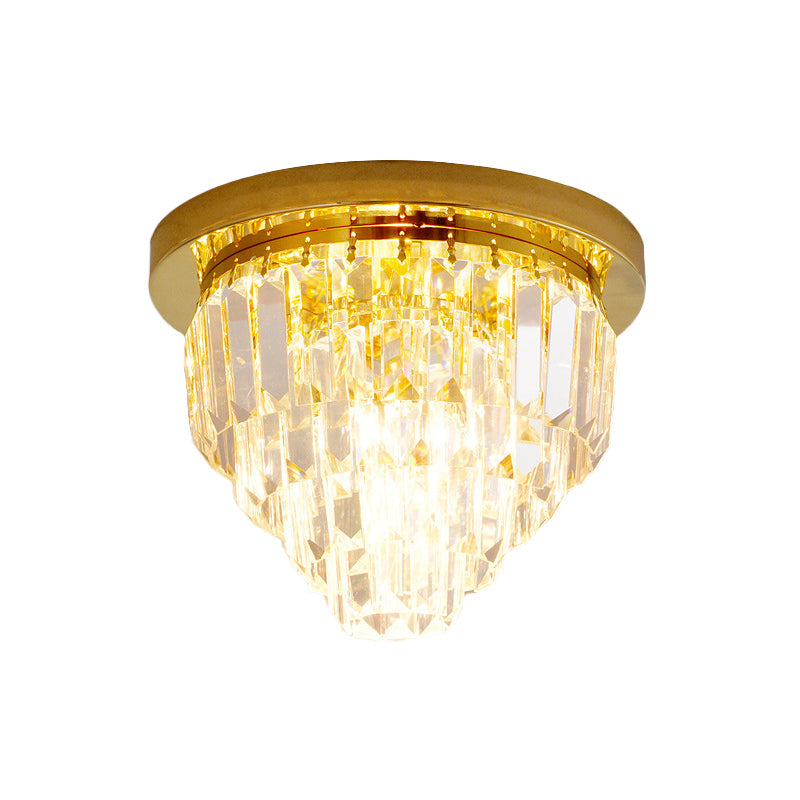 1/3/4-Bulb Flush Mount Lamp Modern Dome/Cone/Tapered Shape Clear Crystal Ceiling Light for Corridor Clearhalo 'Ceiling Lights' 'Close To Ceiling Lights' 'Close to ceiling' 'Flush mount' Lighting' 1451097