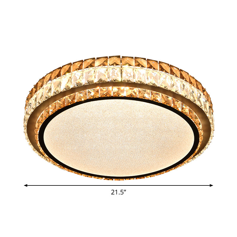 Beveled Cut Crystal White Flushmount Round Simplicity LED Flush Ceiling Light Fixture Clearhalo 'Ceiling Lights' 'Close To Ceiling Lights' 'Close to ceiling' 'Flush mount' Lighting' 1451165