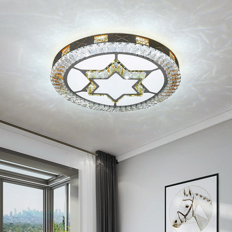 Clear Inlaid Crystal LED Ceiling Light Modern Chrome Diamond/Flower/Star Bedroom Flush-Mount Light Fixture Clearhalo 'Ceiling Lights' 'Close To Ceiling Lights' 'Close to ceiling' 'Flush mount' Lighting' 1451362