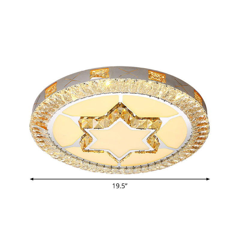 Clear Inlaid Crystal LED Ceiling Light Modern Chrome Diamond/Flower/Star Bedroom Flush-Mount Light Fixture Clearhalo 'Ceiling Lights' 'Close To Ceiling Lights' 'Close to ceiling' 'Flush mount' Lighting' 1451365