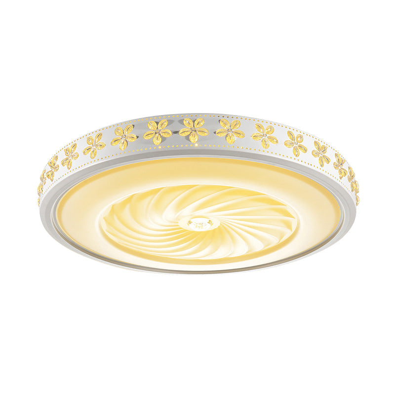 White Circle Flush Mounted Lamp Minimalist Iron Living Room LED Ceiling Light Fixture with Flower Edge, 16.5"/24.5" Dia Clearhalo 'Ceiling Lights' 'Close To Ceiling Lights' 'Close to ceiling' 'Flush mount' Lighting' 1451470