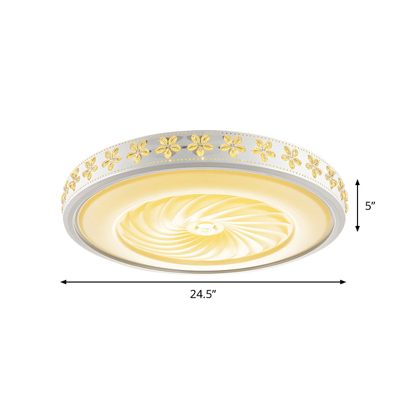 White Circle Flush Mounted Lamp Minimalist Iron Living Room LED Ceiling Light Fixture with Flower Edge, 16.5"/24.5" Dia Clearhalo 'Ceiling Lights' 'Close To Ceiling Lights' 'Close to ceiling' 'Flush mount' Lighting' 1451472