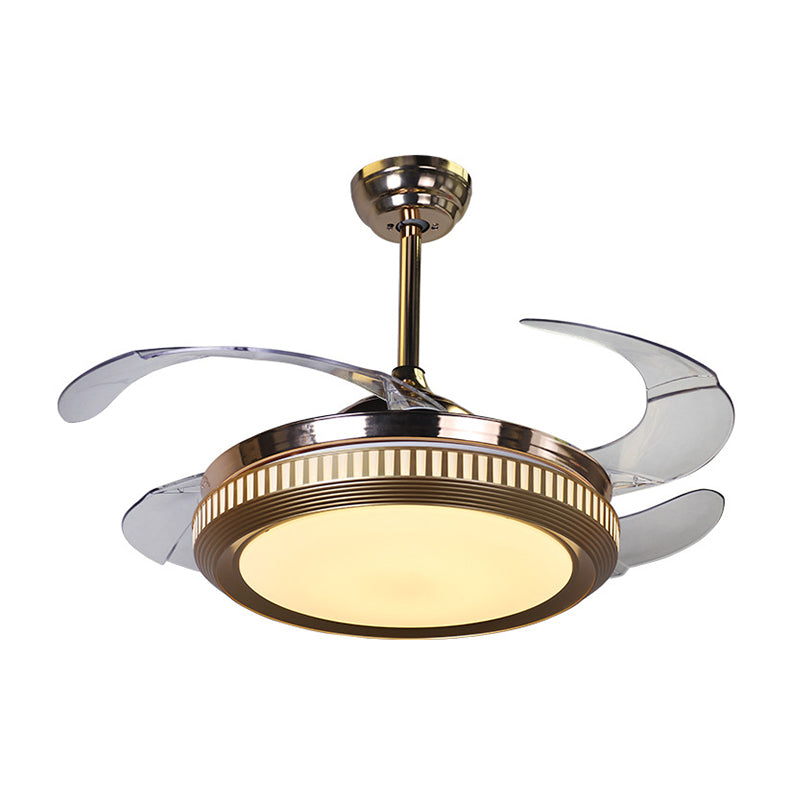 Circular Ceiling Fan Lighting Modernist Metallic LED Silver Semi Flush Mount with 4 Clear Blades, 16.5" Width Clearhalo 'Ceiling Fans with Lights' 'Ceiling Fans' 'Modern Ceiling Fans' 'Modern' Lighting' 1451709