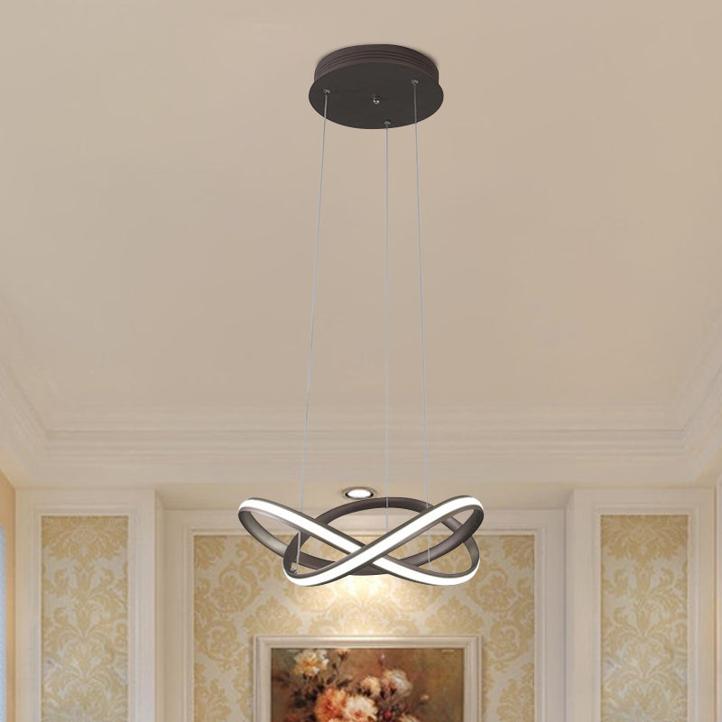 Metal Crossing Ring Down Lighting Minimalism Coffee/White LED Ceiling Chandelier in Warm/White Light Coffee Clearhalo 'Ceiling Lights' 'Chandeliers' 'Modern Chandeliers' 'Modern' Lighting' 1451747