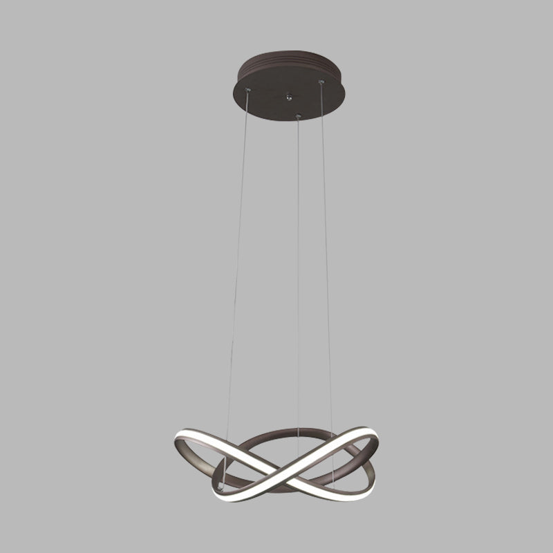 Metal Crossing Ring Down Lighting Minimalism Coffee/White LED Ceiling Chandelier in Warm/White Light Clearhalo 'Ceiling Lights' 'Chandeliers' 'Modern Chandeliers' 'Modern' Lighting' 1451749