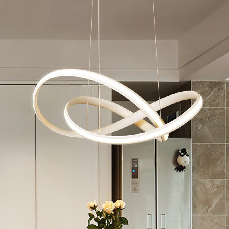 Metal Crossing Ring Down Lighting Minimalism Coffee/White LED Ceiling Chandelier in Warm/White Light Clearhalo 'Ceiling Lights' 'Chandeliers' 'Modern Chandeliers' 'Modern' Lighting' 1451752