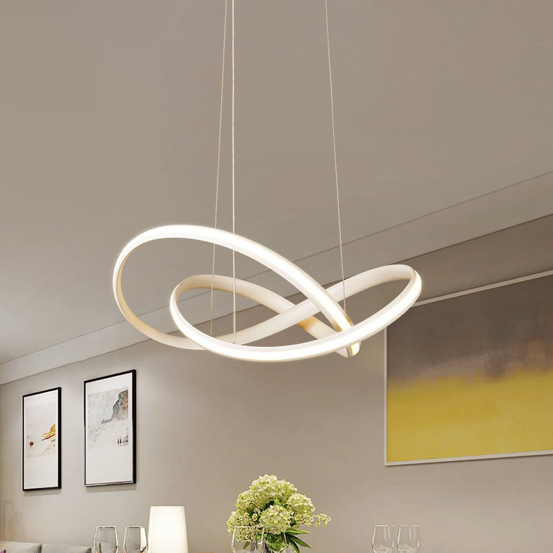 Metal Crossing Ring Down Lighting Minimalism Coffee/White LED Ceiling Chandelier in Warm/White Light Clearhalo 'Ceiling Lights' 'Chandeliers' 'Modern Chandeliers' 'Modern' Lighting' 1451753